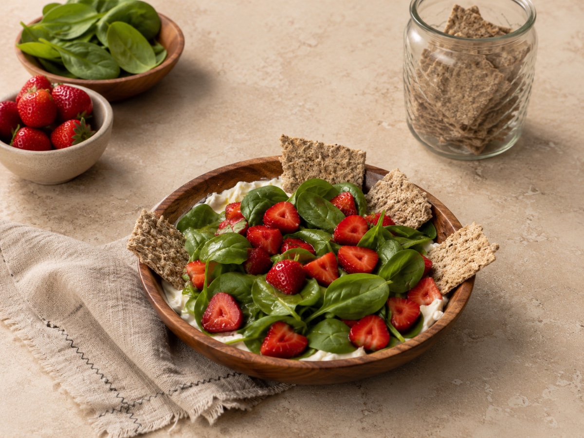 Peynir Kremalı Çilekli Semizotu Salatası